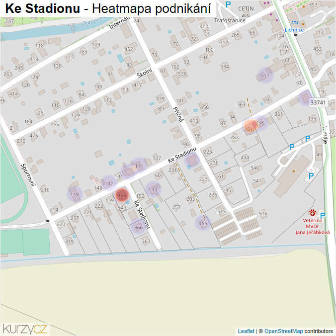 Mapa Ke Stadionu - Firmy v ulici.