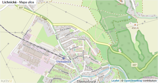 Lichnická - mapa ulice
