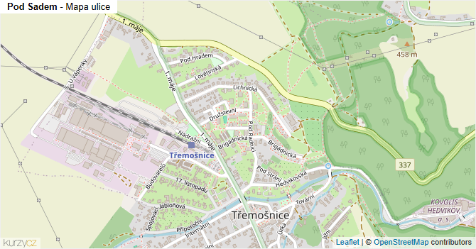 Pod Sadem - mapa ulice