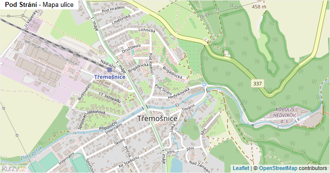 Pod Strání - mapa ulice