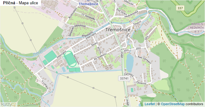 Příčná - mapa ulice