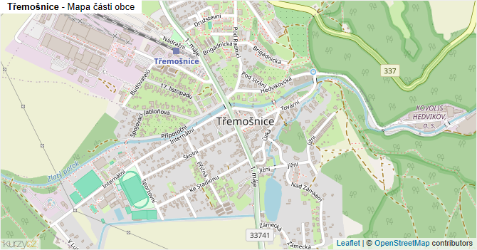 Třemošnice - mapa části obce