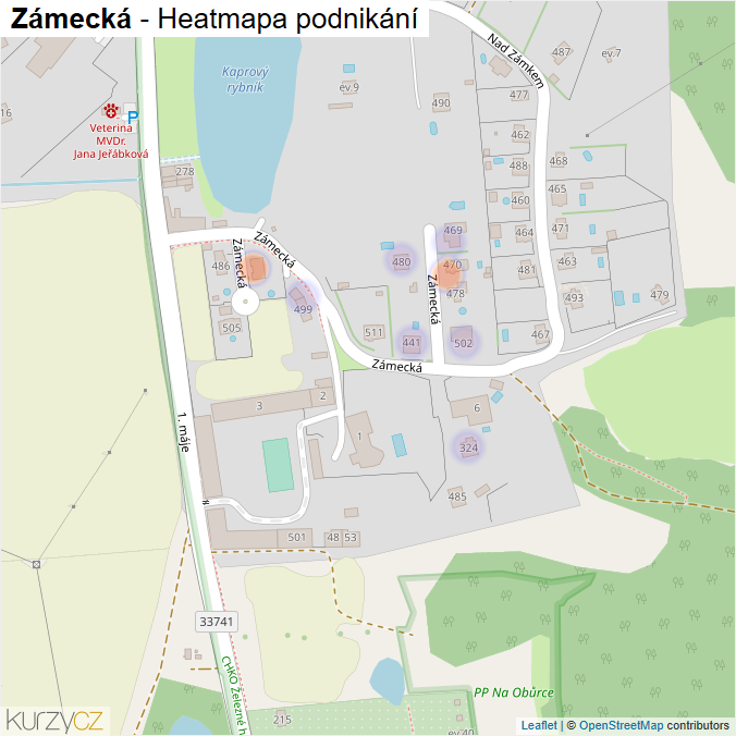 Mapa Zámecká - Firmy v ulici.