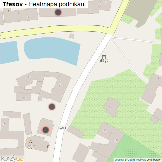 Mapa Třesov - Firmy v obci.