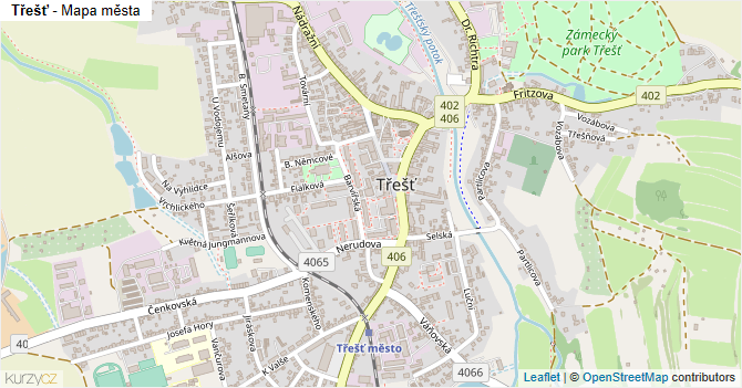 Třešť - mapa města