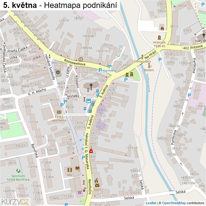 Mapa 5. května - Firmy v ulici.