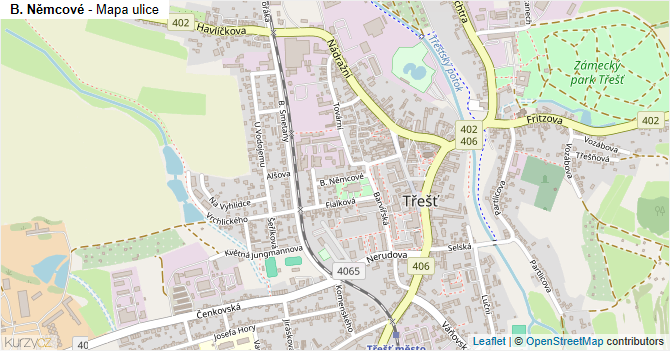 B. Němcové - mapa ulice