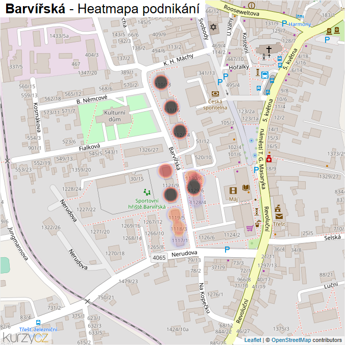 Mapa Barvířská - Firmy v ulici.