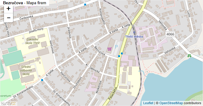 Bezručova - mapa firem