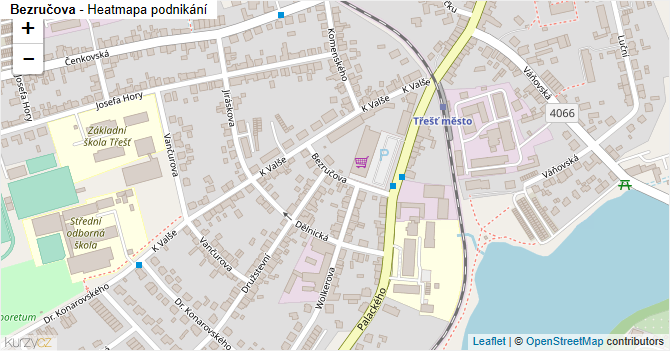 Bezručova - mapa podnikání