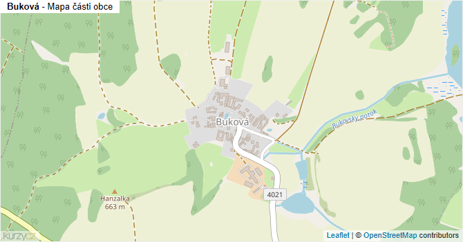Buková - mapa části obce