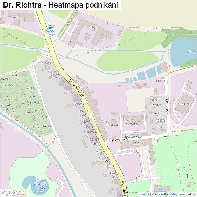 Mapa Dr. Richtra - Firmy v ulici.