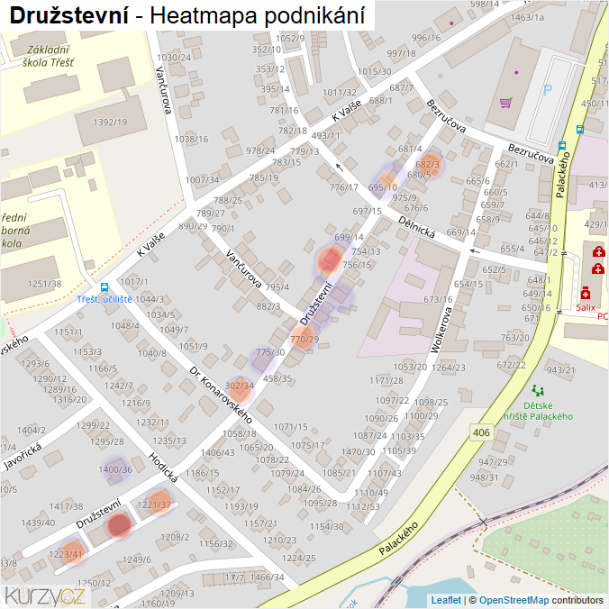 Mapa Družstevní - Firmy v ulici.