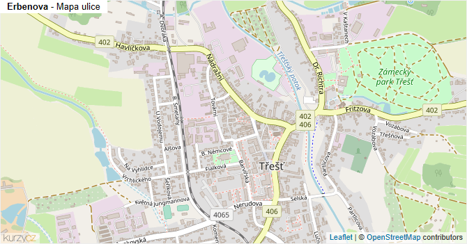 Erbenova - mapa ulice