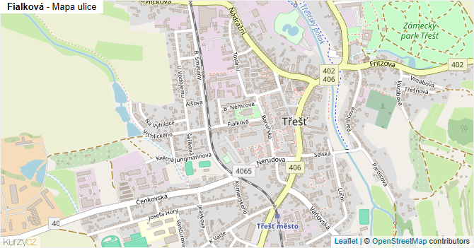 Fialková - mapa ulice