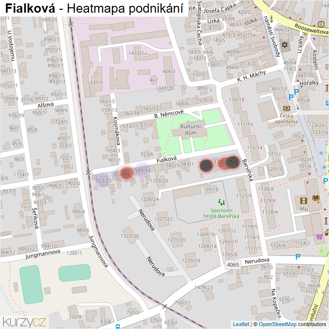 Mapa Fialková - Firmy v ulici.