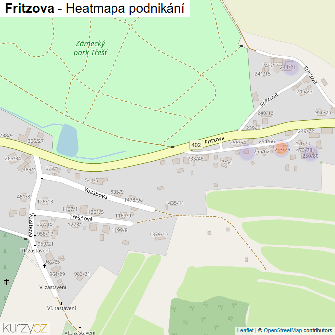 Mapa Fritzova - Firmy v ulici.