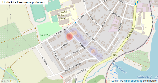 Hodická - mapa podnikání