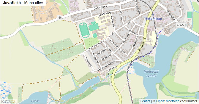 Javořická - mapa ulice