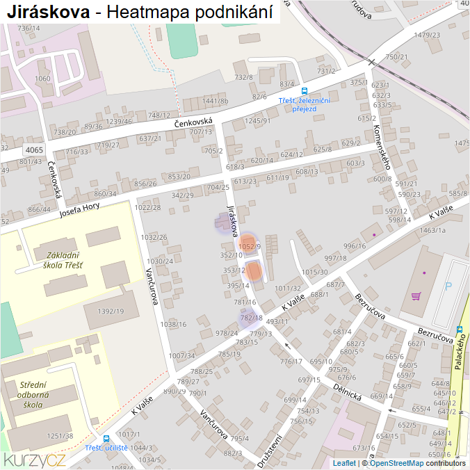Mapa Jiráskova - Firmy v ulici.