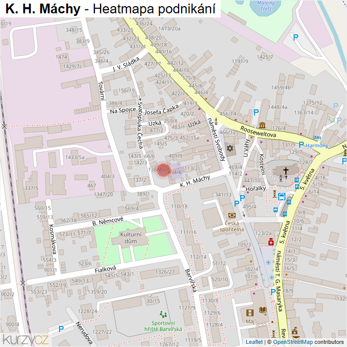 Mapa K. H. Máchy - Firmy v ulici.