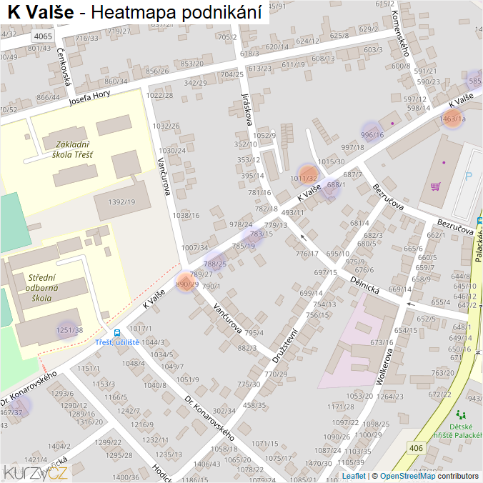 Mapa K Valše - Firmy v ulici.