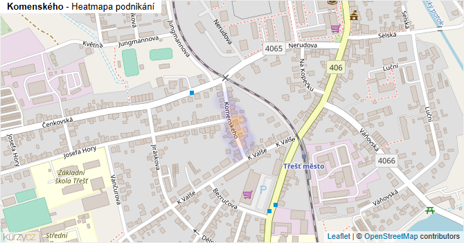 Komenského - mapa podnikání