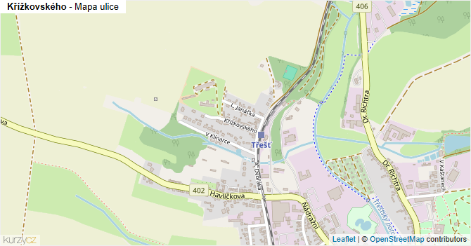 Křížkovského - mapa ulice