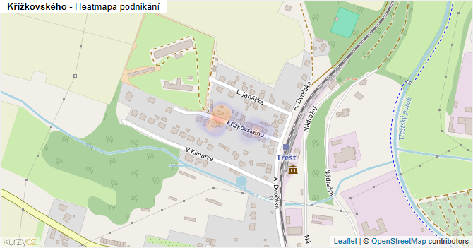 Křížkovského - mapa podnikání