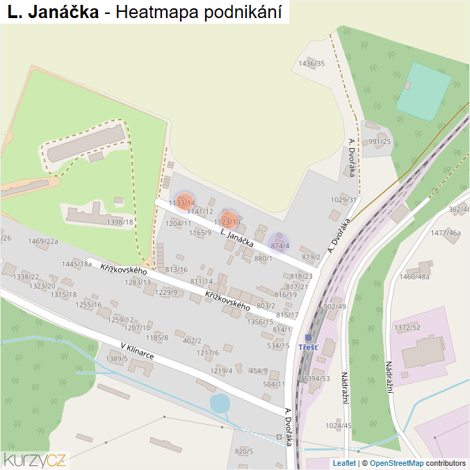 Mapa L. Janáčka - Firmy v ulici.