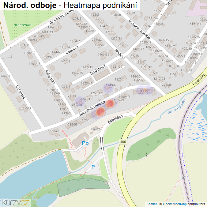 Mapa Národ. odboje - Firmy v ulici.