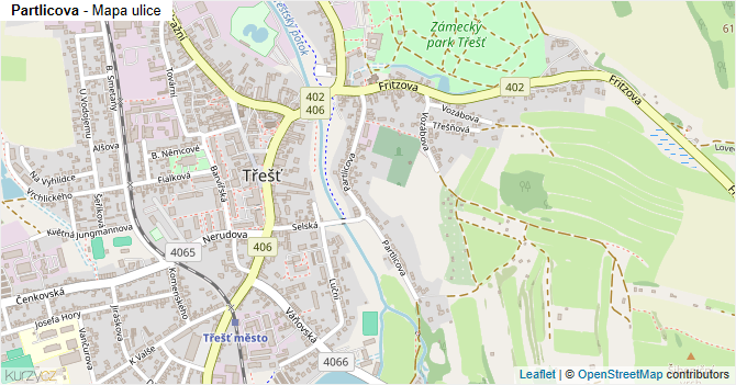 Partlicova - mapa ulice