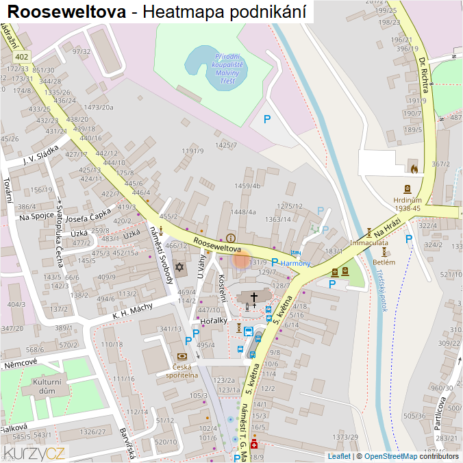 Mapa Rooseweltova - Firmy v ulici.
