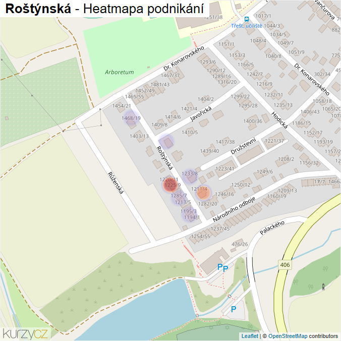 Mapa Roštýnská - Firmy v ulici.