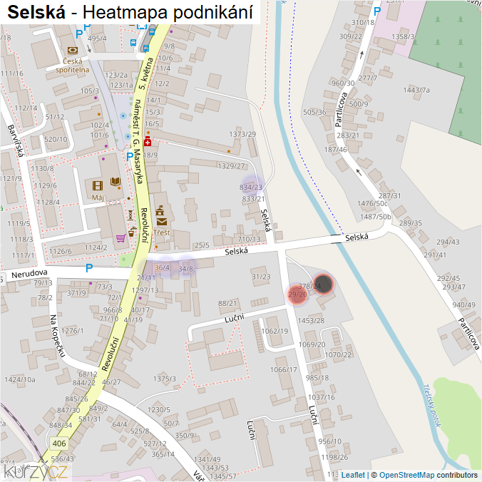 Mapa Selská - Firmy v ulici.