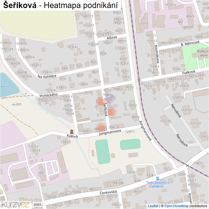 Mapa Šeříková - Firmy v ulici.