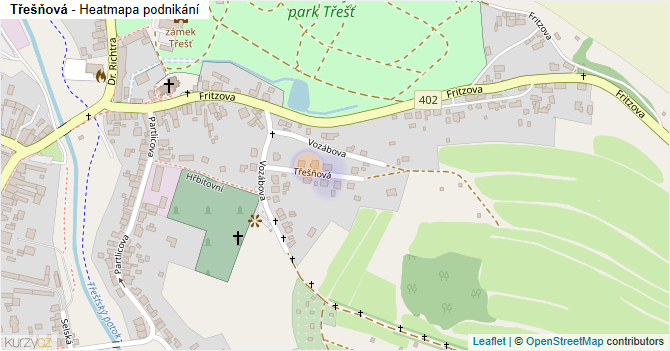 Třešňová - mapa podnikání