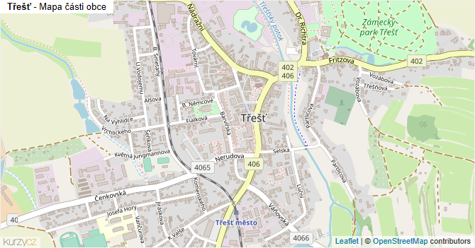 Třešť - mapa části obce