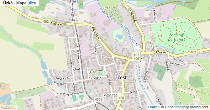 Úzká - mapa ulice