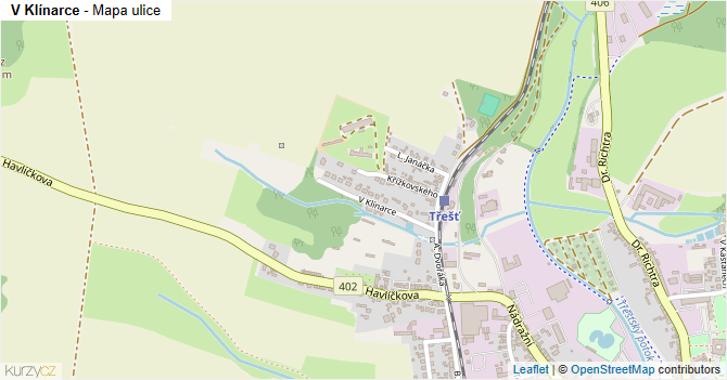 V Klínarce - mapa ulice