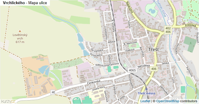 Vrchlického - mapa ulice