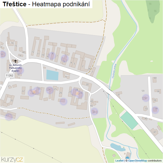 Mapa Třeštice - Firmy v části obce.