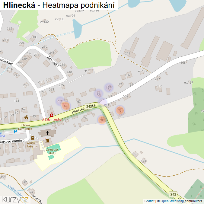 Mapa Hlinecká - Firmy v ulici.