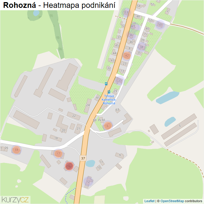 Mapa Rohozná - Firmy v části obce.