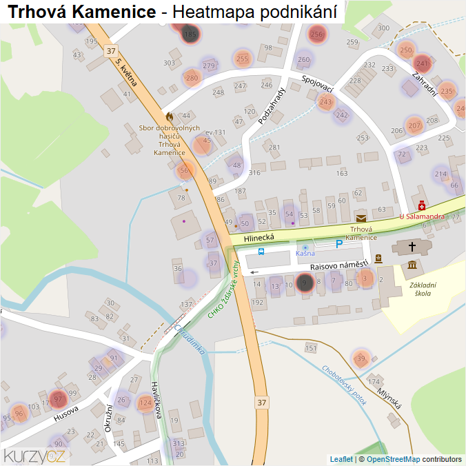 Mapa Trhová Kamenice - Firmy v části obce.
