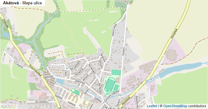 Akátová - mapa ulice