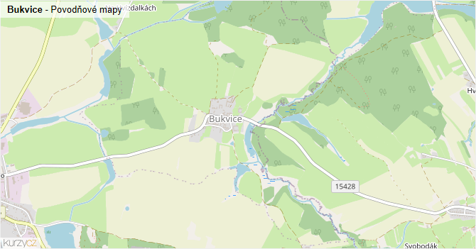 Bukvice - záplavové mapy stoleté vody