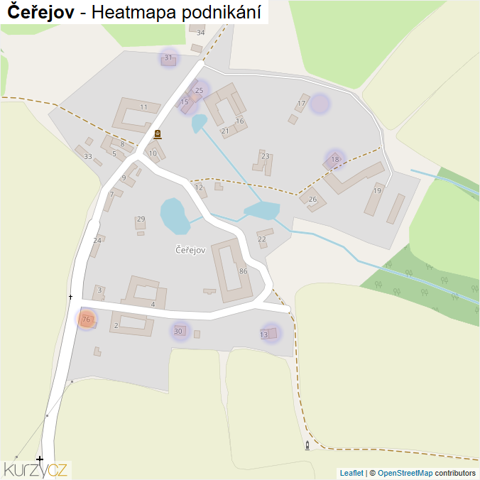 Mapa Čeřejov - Firmy v části obce.
