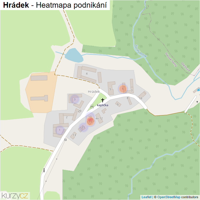 Mapa Hrádek - Firmy v části obce.