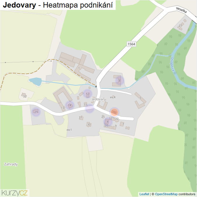Mapa Jedovary - Firmy v části obce.